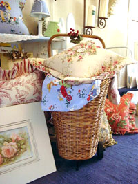 Vintage Shopping Cart Basket & Liner - An Exclusive Cottages and Gardens Basket Set