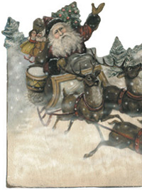 Santa's Sleigh Firescreen - A Boardwalk Originals Christmas Display from Cottages and Gardens