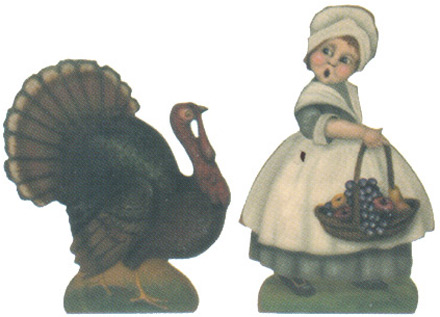 Pilgrim Girl & Turkey - A Thanksgiving Decoration & Diplay from Cottages and Gardens