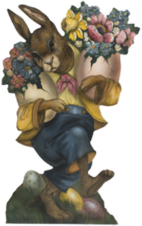 Rabbit With Two Bouquets - An Easter Decoration & Rabbit Display from Cottages and Gardens / Boardwalk Originals