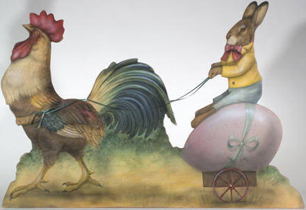 Rooster With Bunny - An Easter Decoration & Display from Cottages and Gardens