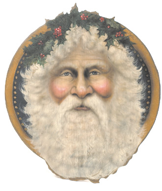 Santa With Holly Disk - A Christmas Decoration & Display from Cottages and Gardens