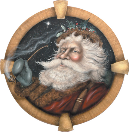 Santa With Pipe Disk - A Christmas Decoration & Display from Cottages and Gardens