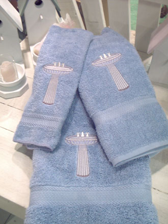 Antique Pedestal Sink Bath Towel Set - An Embroidered Bath Towel Set from Cottages and Gardens