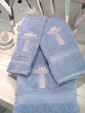 Antique Pedestal Sink Bath Towel Set - An Embroidered Bath Towel Set from Cottages and Gardens