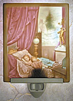 Dreaming of Christmas (Colorized) - A Porcelain Lithophane Night Light from The Porcelain Garden