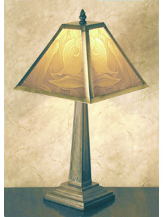 Flowing Leaves Mission Lamp - A  Porcelain Lithophane Table Lamp from The Porcelain Garden